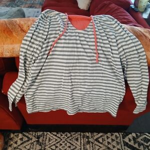 Sonoma Coral and Gray Striped Hoodie